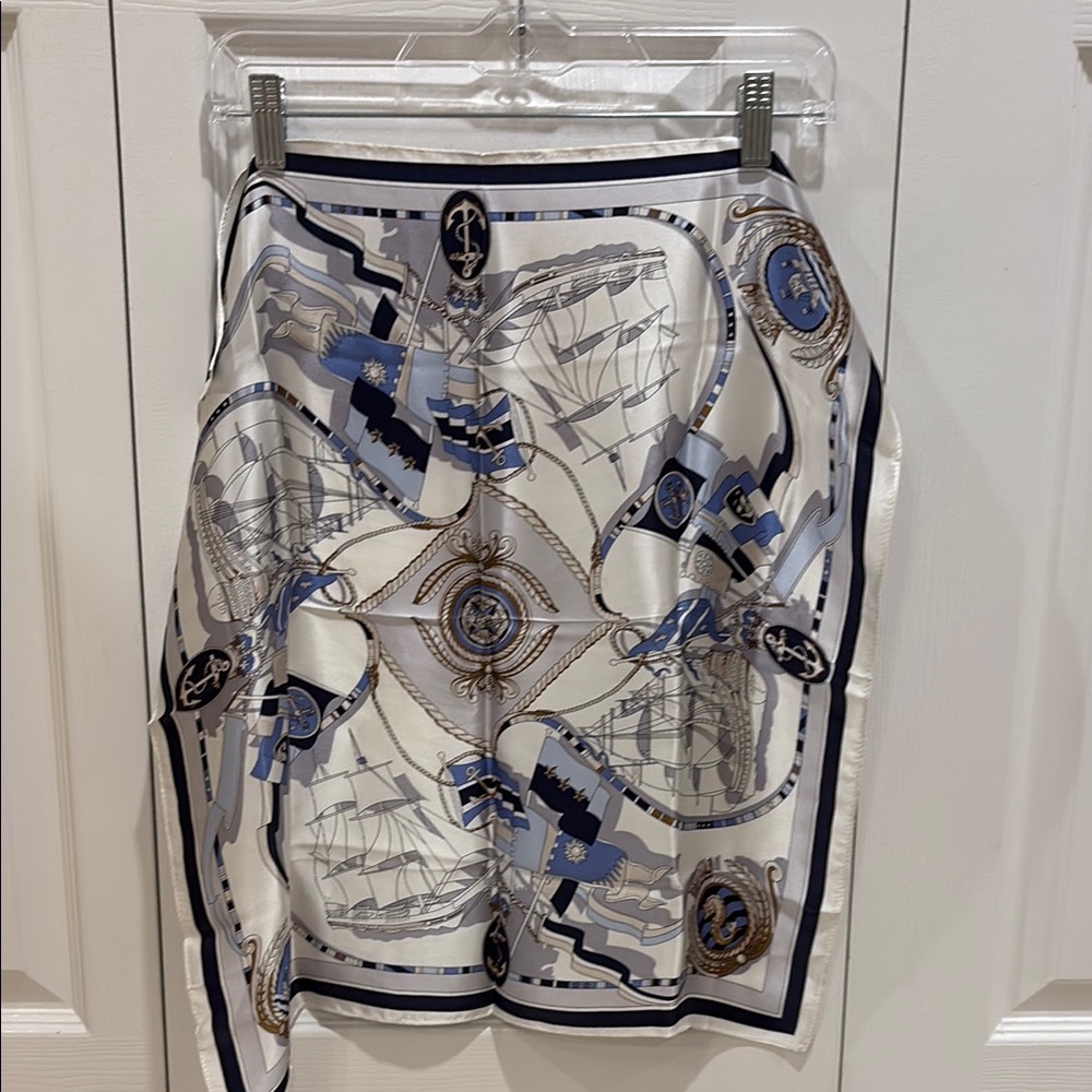 Nautical Print Women's Scarf - Blue and White